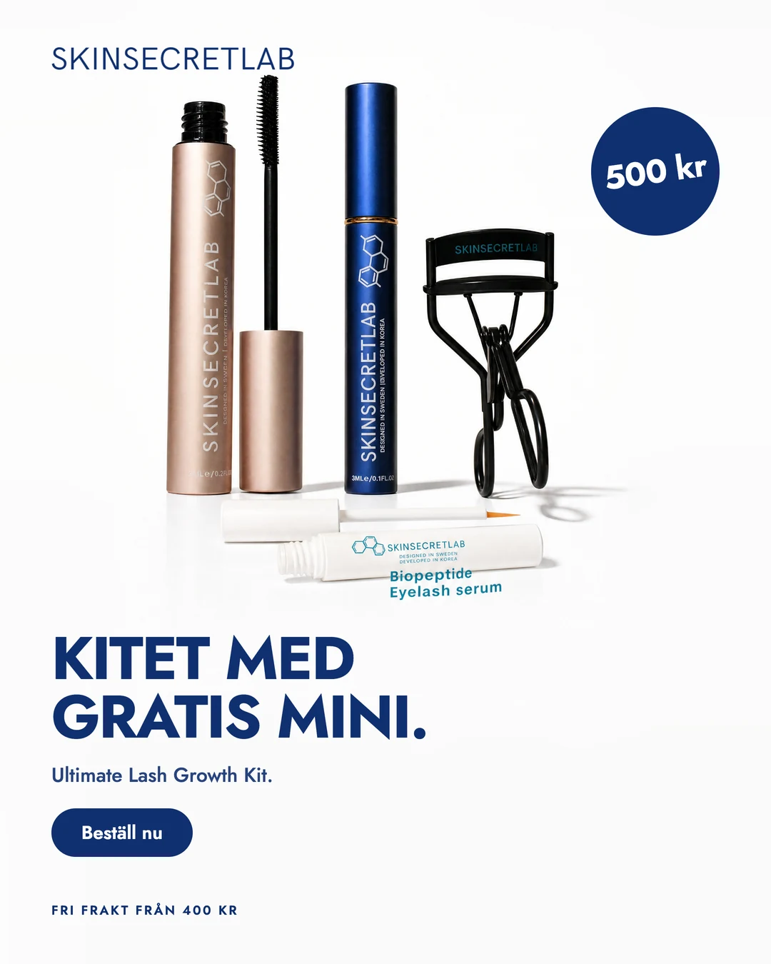 Annonsförslag: kitets delar i rad med miniserumet främst